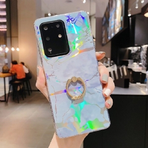 Hoesje voor Samsung Galaxy S20 Plus Metaalmarmer Met Ring