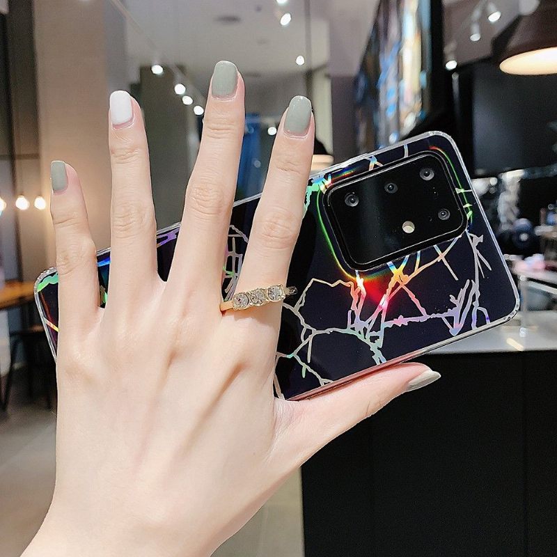 Hoesje voor Samsung Galaxy S20 Plus Metaalmarmer Met Ring