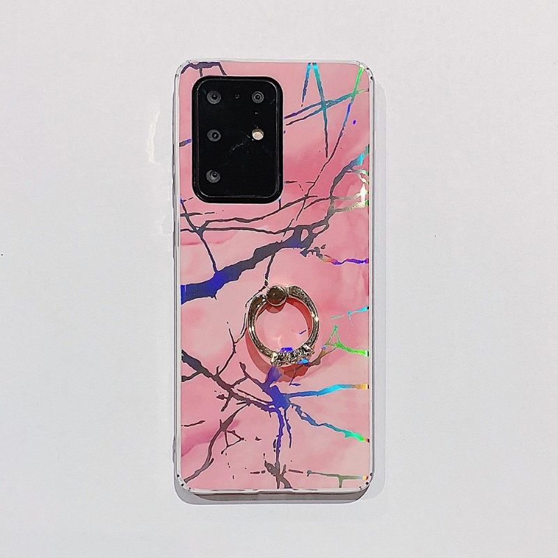 Hoesje voor Samsung Galaxy S20 Plus Metaalmarmer Met Ring