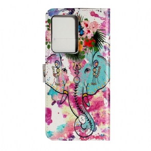 Leren Hoesje voor Samsung Galaxy S20 Plus Tropische Olifant
