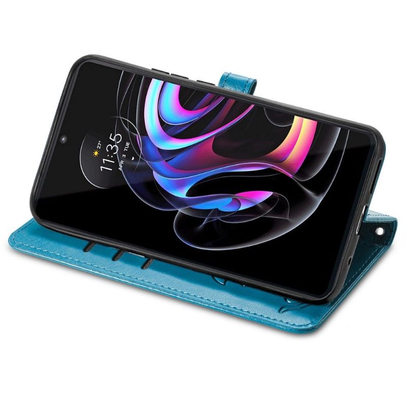 Folio-hoesje voor Motorola Edge 20 Pro Dieren In Reliëf Met Leereffect