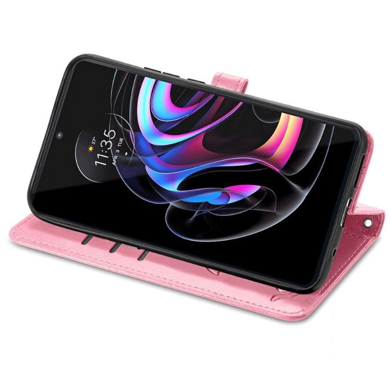Folio-hoesje voor Motorola Edge 20 Pro Dieren In Reliëf Met Leereffect