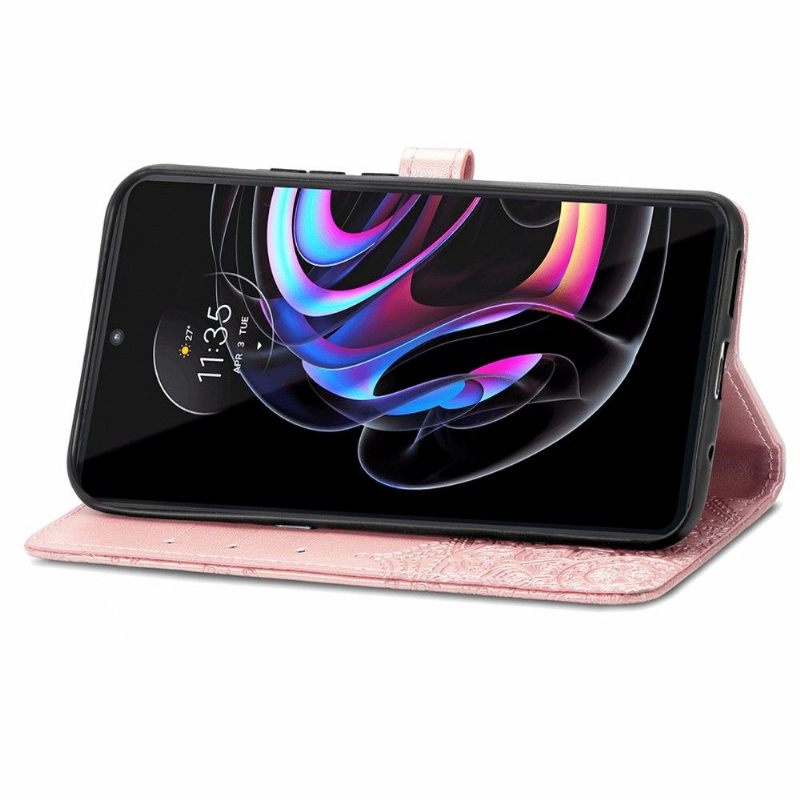 Folio-hoesje voor Motorola Edge 20 Pro Mandala-reliëf In Kunstleer