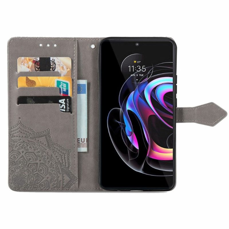 Folio-hoesje voor Motorola Edge 20 Pro Mandala-reliëf In Kunstleer