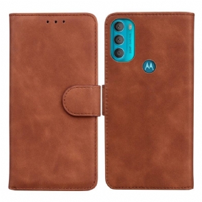 Flip Case voor Moto G71 5G Monochroom Leereffect