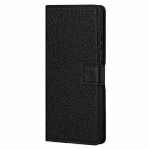 Folio-hoesje voor Moto G71 5G Litchi-nerf Leereffect