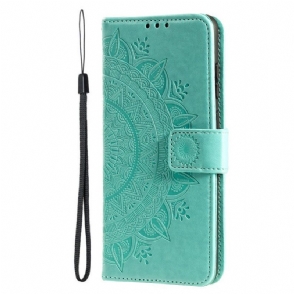 Leren Hoesje voor Moto G71 5G Zon Mandala