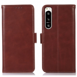 Folio-hoesje voor Sony Xperia 5 IV Rfid-functie Van Echt Leer