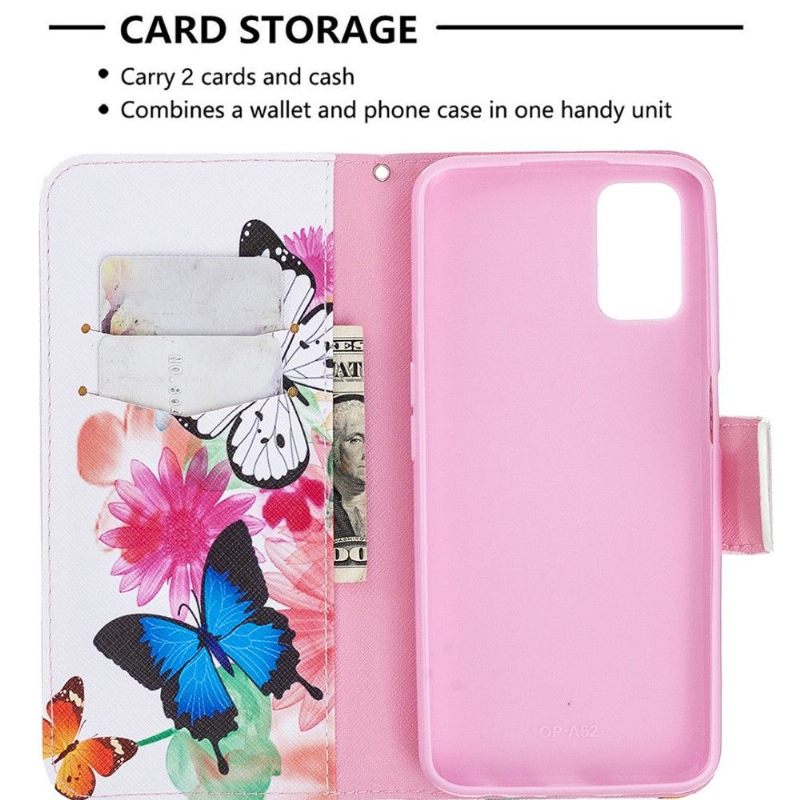 Case voor Oppo A72 Vlinders En Kleurrijke Bloemen