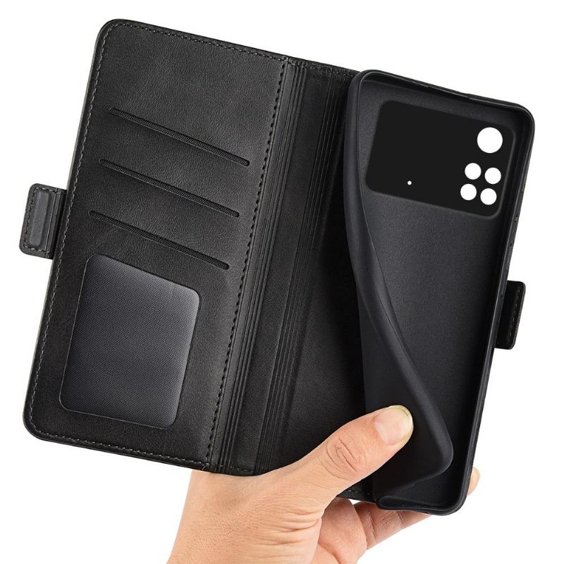 Cover voor Poco M4 Pro 4G Anti-fall Portemonnee Leren Mat Faux Lederen Cover