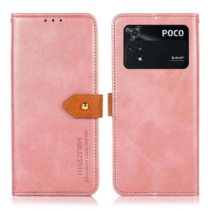 Folio-hoesje voor Poco M4 Pro 4G Khazneh Tweekleurig Kunstleer