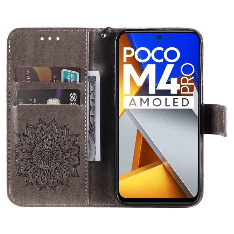 Folio-hoesje voor Poco M4 Pro 4G Met Ketting Zonnebloem