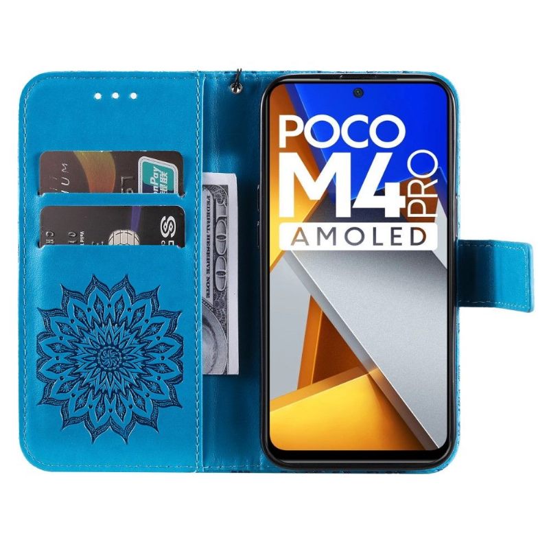 Folio-hoesje voor Poco M4 Pro 4G Met Ketting Zonnebloem