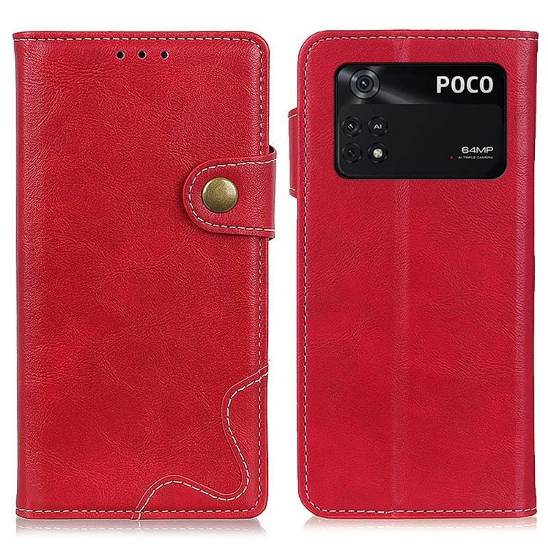 Leren Hoesje voor Poco M4 Pro 4G S-vorm Zichtbare Naden