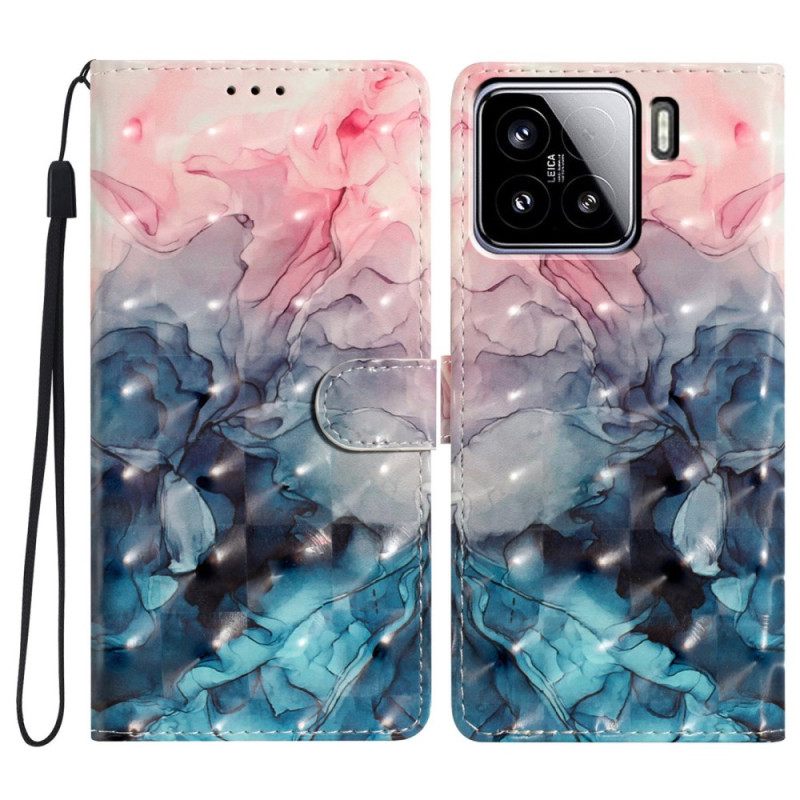 Bescherming Hoesje Xiaomi 15 Roze En Blauw Marmer