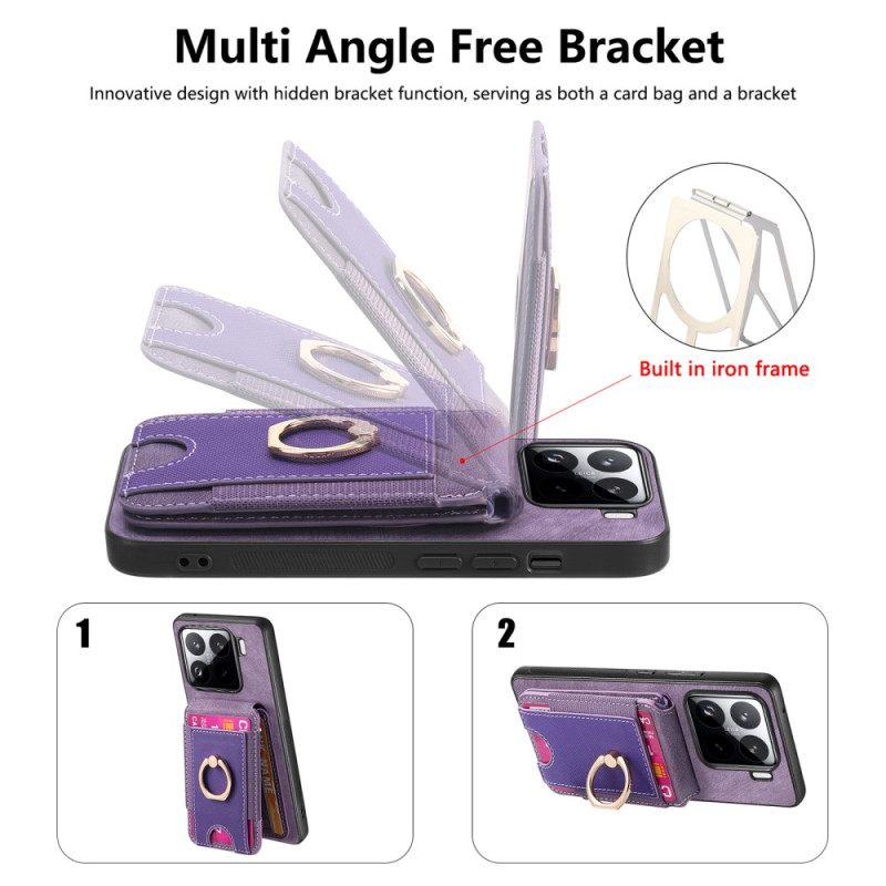 Case Hoesje Xiaomi 15 Telefoonhoesje Afneembare Kaarthouder En Standaard Met Suède-effect