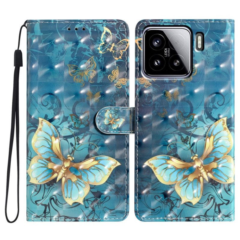 Flip Case Leren Xiaomi 15 3d Vlinders