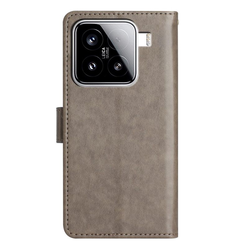Flip Case Leren Xiaomi 15 Bloemenpatroon
