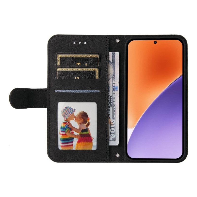 Flip Case Leren Xiaomi 15 Decoratieve Klinknagel En Bandje