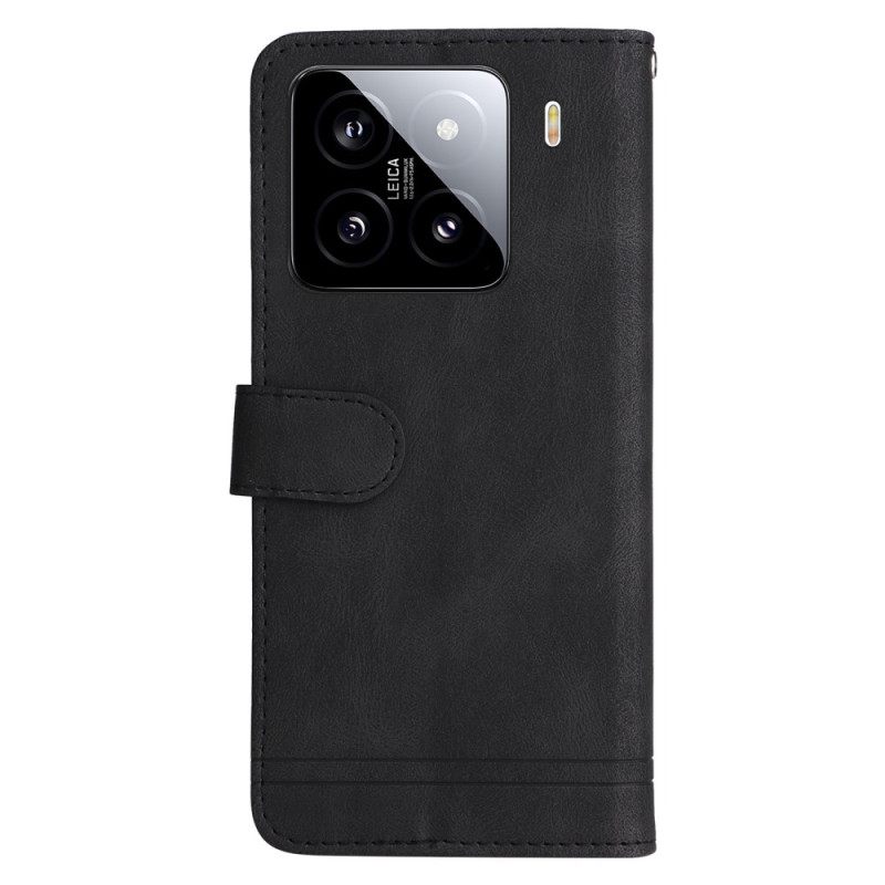 Flip Case Leren Xiaomi 15 Decoratieve Klinknagel En Bandje