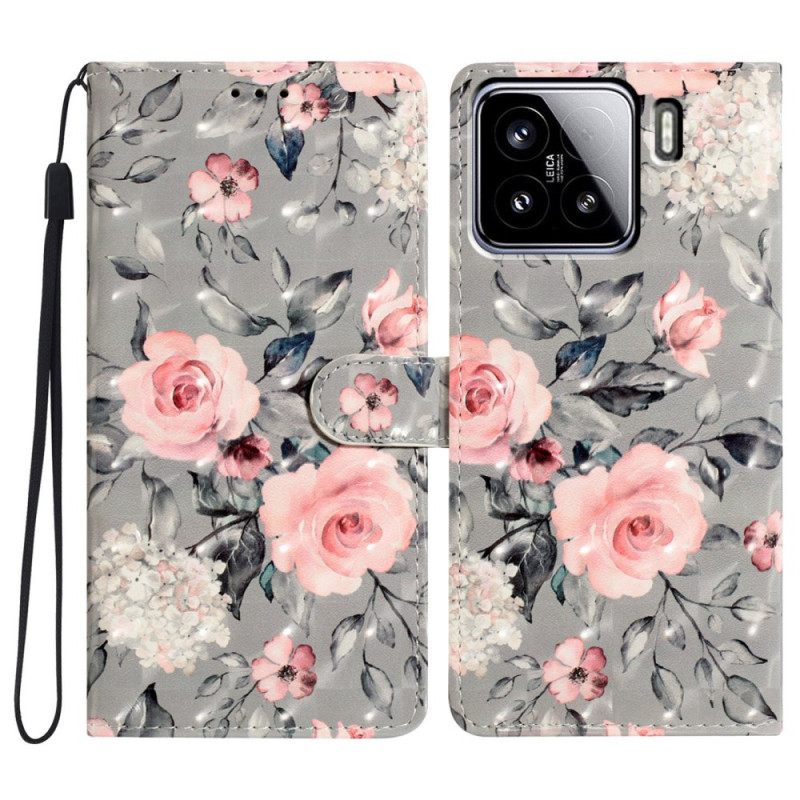 Folio-hoesje Xiaomi 15 3d Bloemen