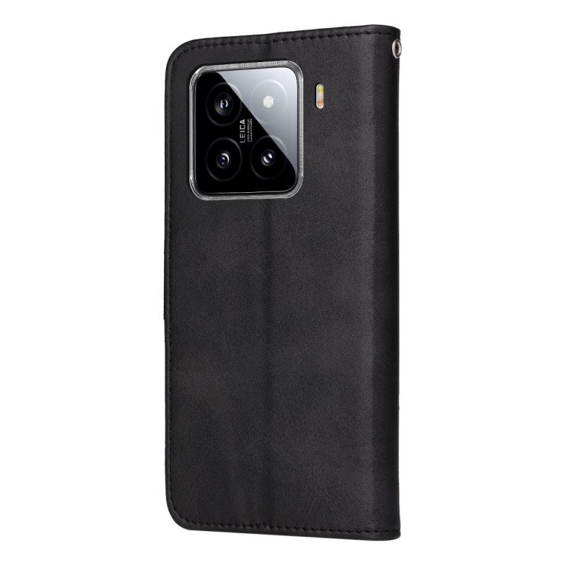 Folio-hoesje Xiaomi 15 Effen Leren Bandje