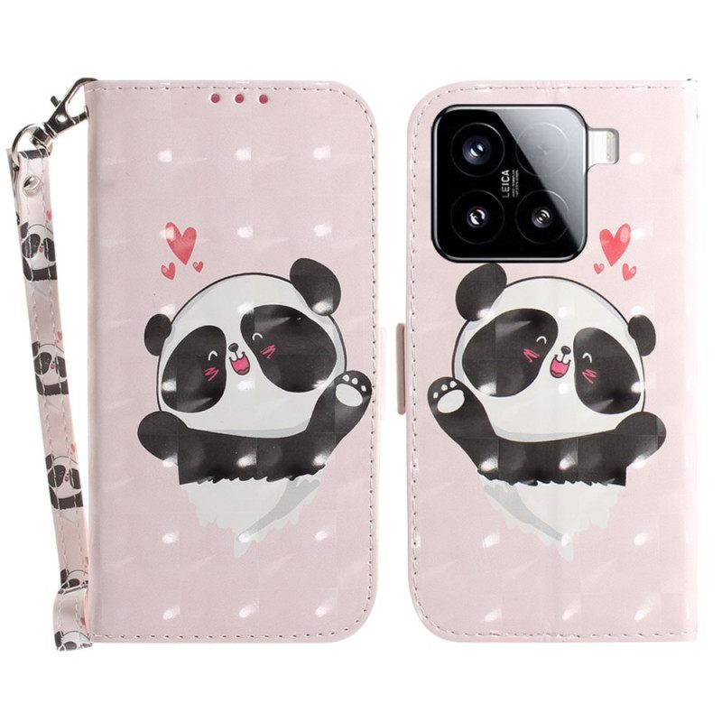 Folio-hoesje Xiaomi 15 Telefoonhoesje Panda Love Sleutelkoord