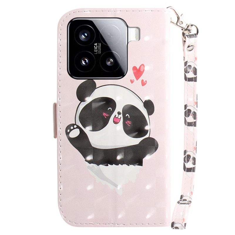 Folio-hoesje Xiaomi 15 Telefoonhoesje Panda Love Sleutelkoord