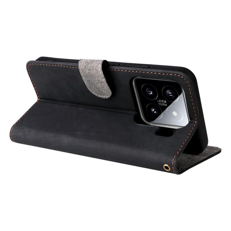 Folio-hoesje Xiaomi 15 Telefoonhoesje Portemonnee Met Suède-effect En Rfid-bescherming