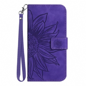 Folio-hoesje Xiaomi 15 Telefoonhoesje Sleutelkoord Met Zonnebloemprint