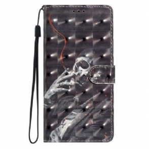 Leren Hoesje Voor Xiaomi 15 3d Rokend Skelet