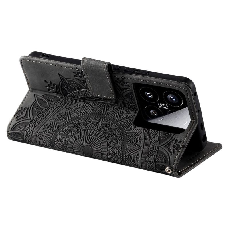 Leren Hoesje Voor Xiaomi 15 Mandala Suède-effect