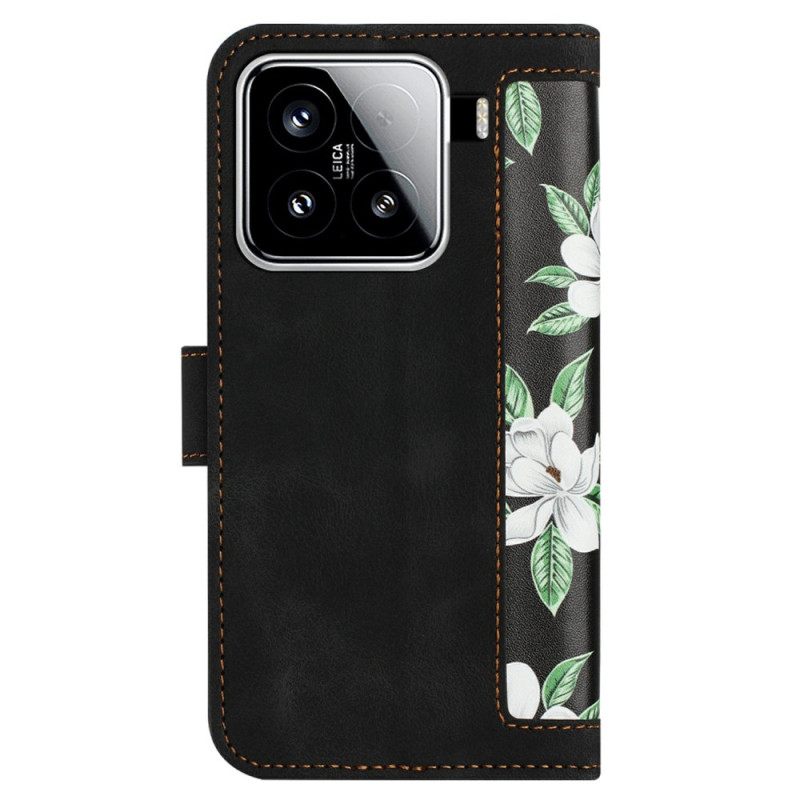 Leren Hoesje Voor Xiaomi 15 Portemonnee Met Bloemenprint