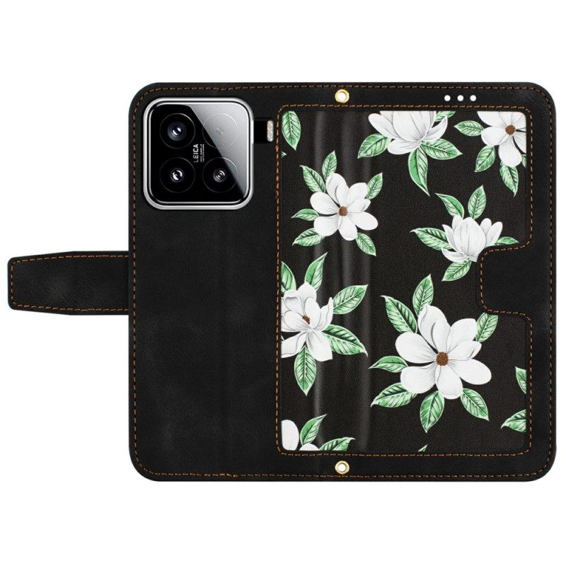 Leren Hoesje Voor Xiaomi 15 Portemonnee Met Bloemenprint