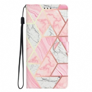 Leren Hoesje Voor Xiaomi 15 Roze Marmer