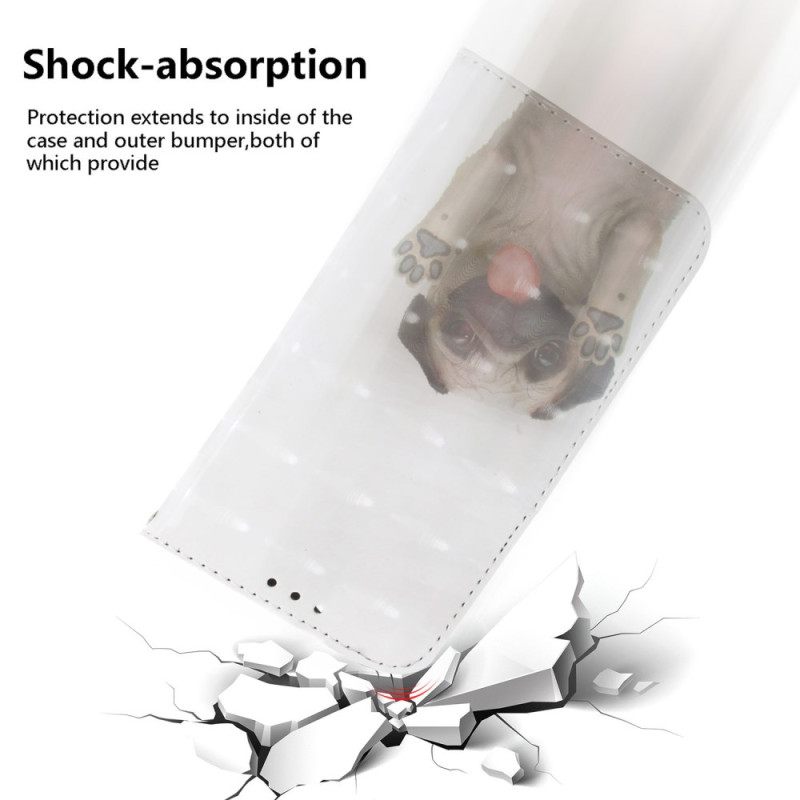 Leren Hoesje Voor Xiaomi 15 Sleutelkoord Met Mopshondpatroon