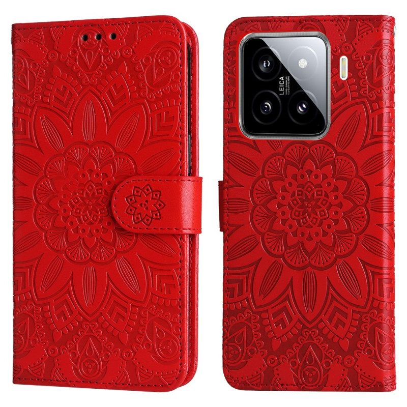 Leren Hoesje Voor Xiaomi 15 Zonnebloempatroon