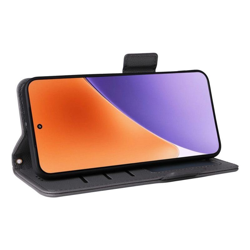 Leren Hoesje Xiaomi 15 Lychee Kunstleer Met Bandje Bescherming Hoesje