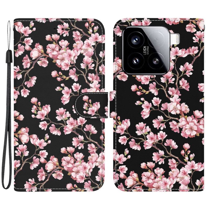 Leren Hoesje Xiaomi 15 Pruimenbloesems Bescherming Hoesje