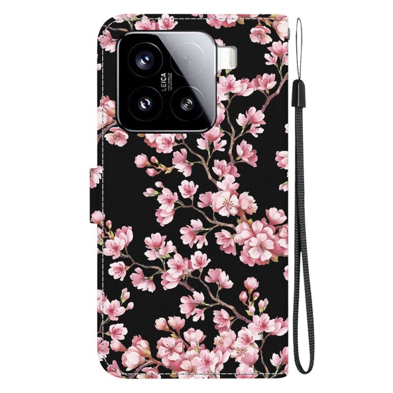 Leren Hoesje Xiaomi 15 Pruimenbloesems Bescherming Hoesje