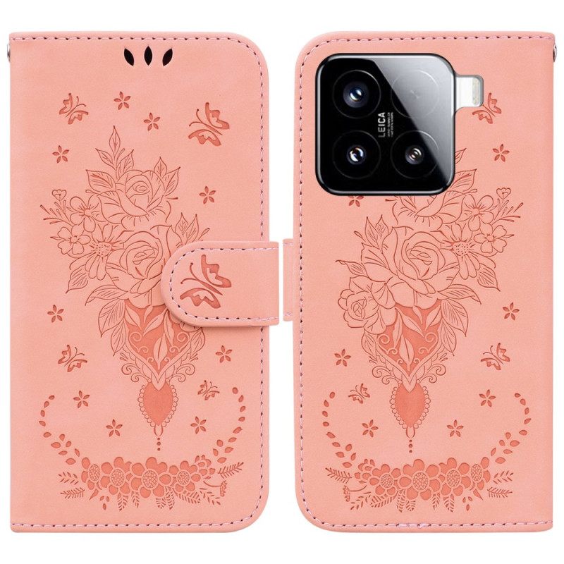 Leren Hoesje Xiaomi 15 Rozen Bescherming Hoesje