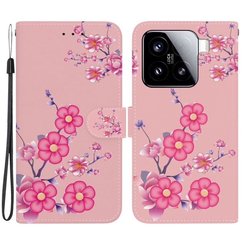Leren Hoesje Xiaomi 15 Sakura Motief
