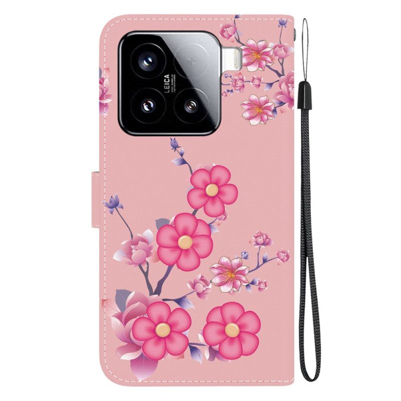 Leren Hoesje Xiaomi 15 Sakura Motief
