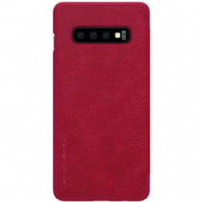 Case voor Samsung Galaxy S10 Plus Bescherming Nillkin Qin Lederen Hoes