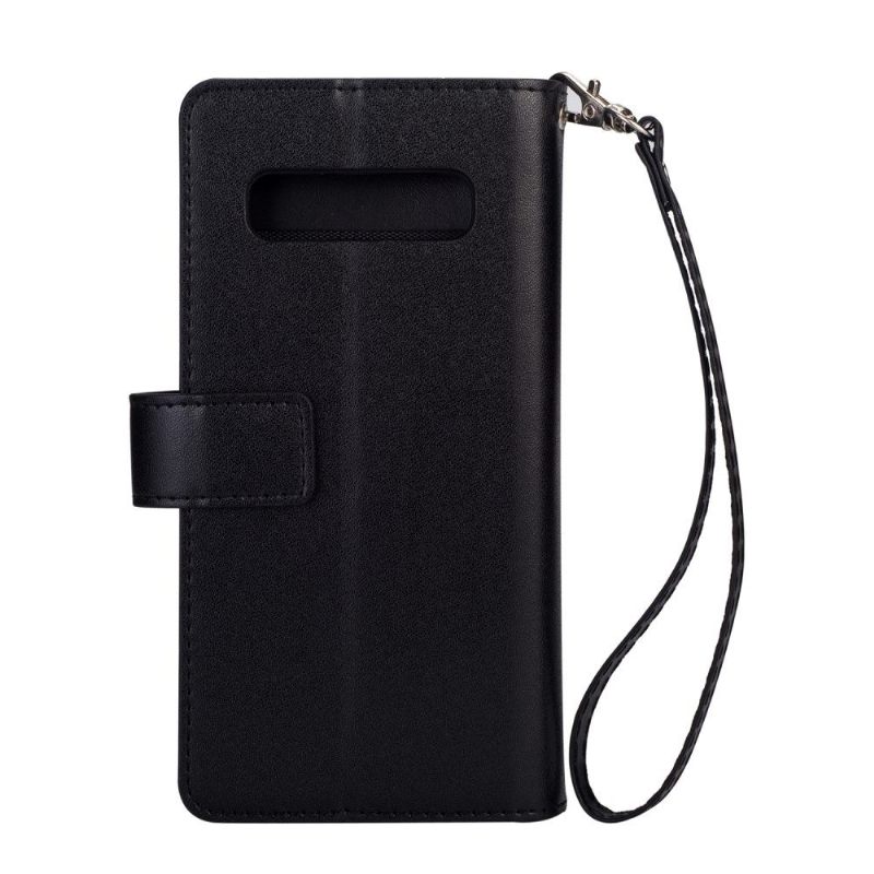 Cover voor Samsung Galaxy S10 Plus Portemonnee Leren Leer Met Band
