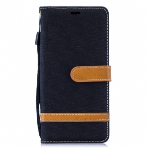 Folio-hoesje voor Samsung Galaxy S10 Plus Kaarthouder Met Stoffen Bekleding