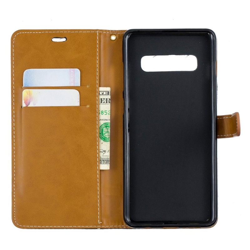 Folio-hoesje voor Samsung Galaxy S10 Plus Kaarthouder Met Stoffen Bekleding
