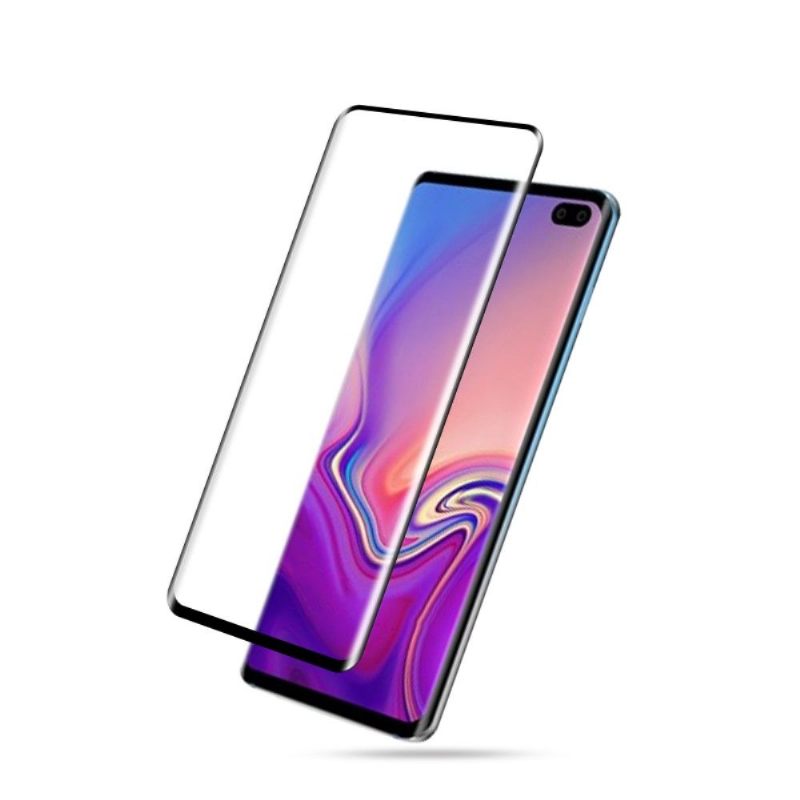 Telefoonhoesje voor Samsung Galaxy S10 Plus Bescherming Hoesje Schermbeschermer Van Gehard Glas Op Ware Grootte - Zwart