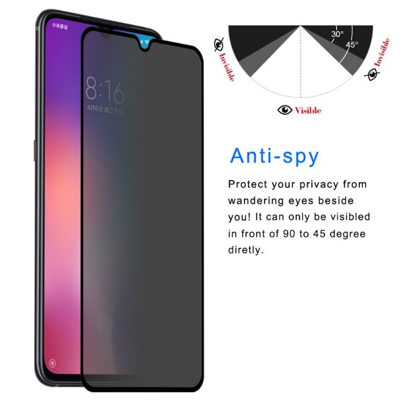 Telefoonhoesje voor Xiaomi Mi 9 - Gehard Glas En Privacyfilter