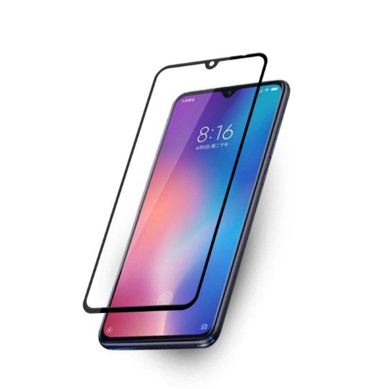 Xiaomi Mi 9 - Schermbeschermer Van Gehard Glas Op Ware Grootte - Zwart